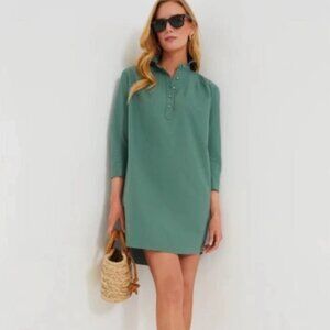 Tuckernut Pomander Place Green Polly Long Sleeve Shirt Dress